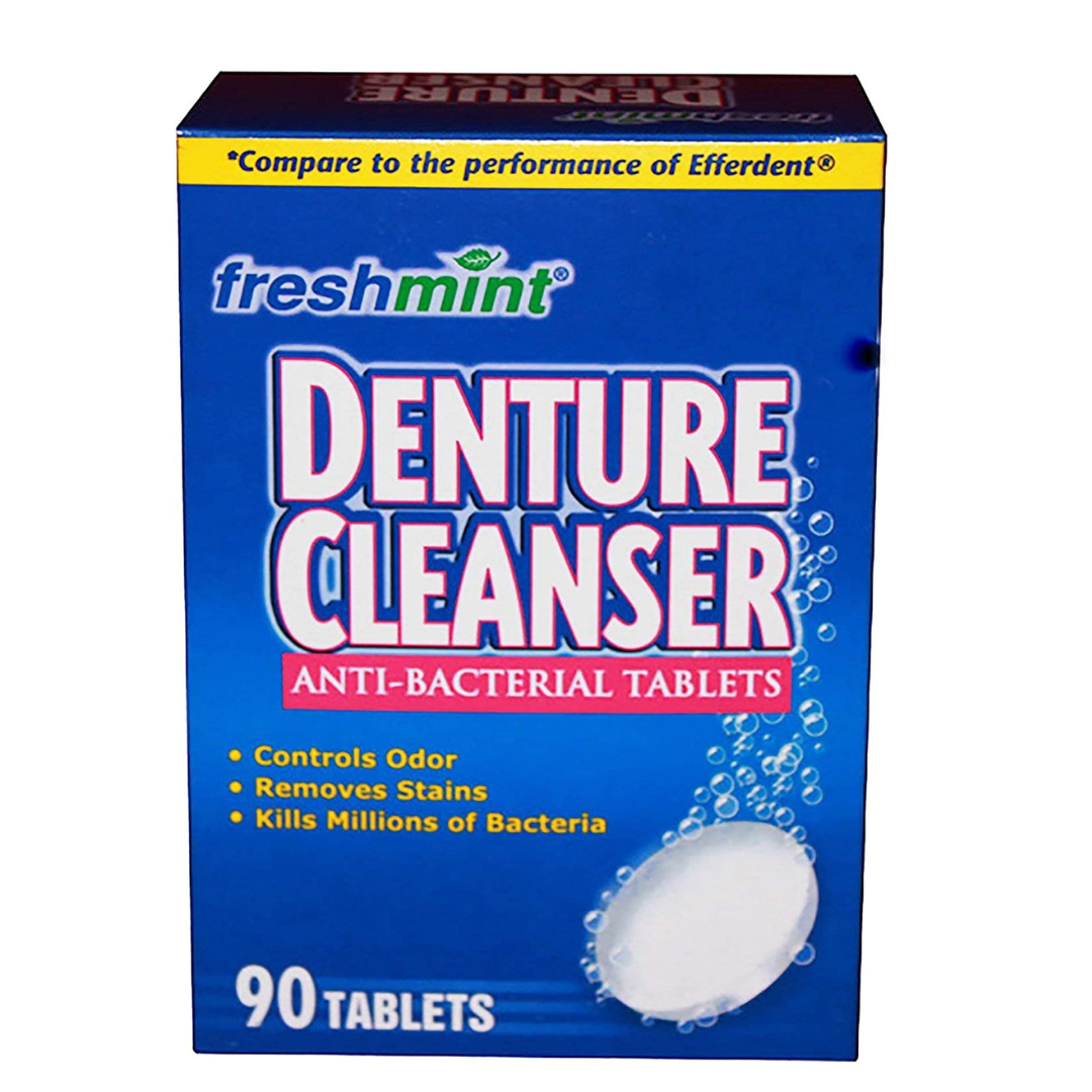 Freshmint Anti-Bacterial Denture Cleanser Tablets - 90 Tablets - Senior.com Denture Cleaning